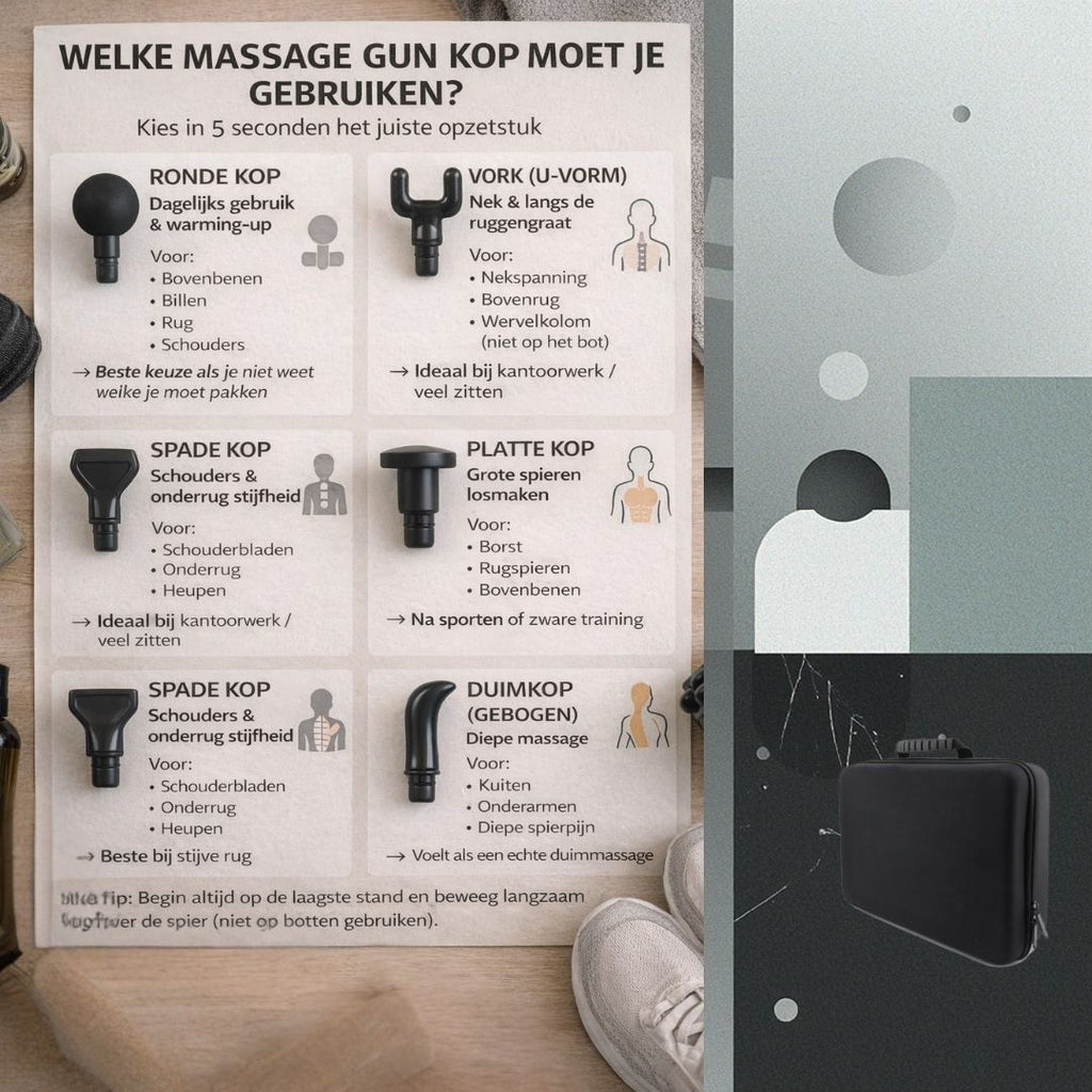 SolutionMarket® – Professionele Massage Gun – 30 Snelheden – 6 Opzetstukken – LCD Display – Inclusief Koffer – Krachtige Diepe Spiermassage – 3200 RPM