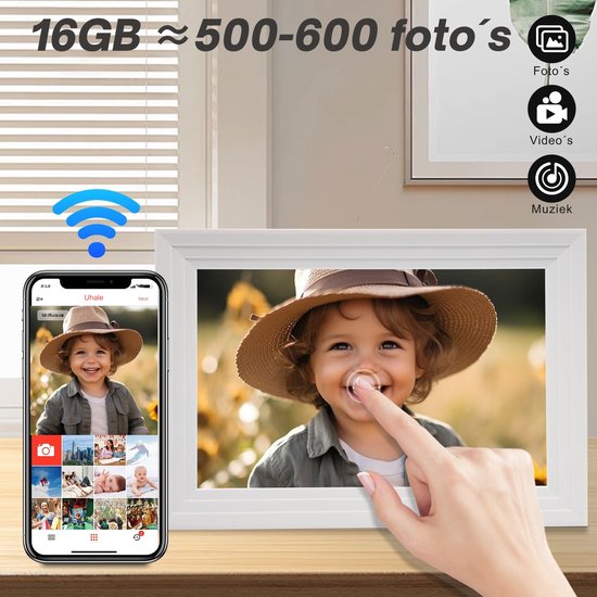 SolutionMarket® digitale Fotolijst 10.1 inch  – Zwart/wit