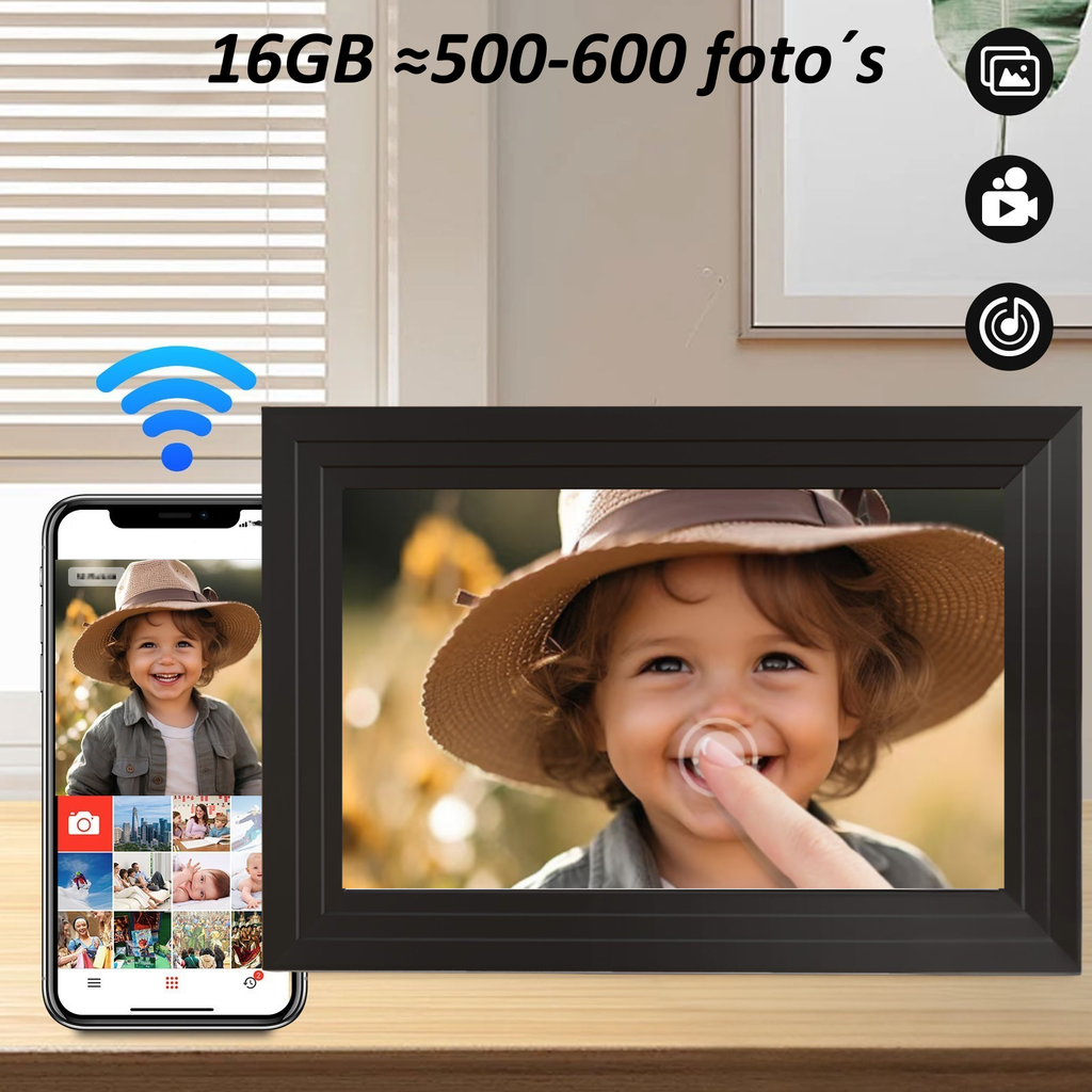 SolutionMarket® digitale Fotolijst 10.1 inch - zwart/wit